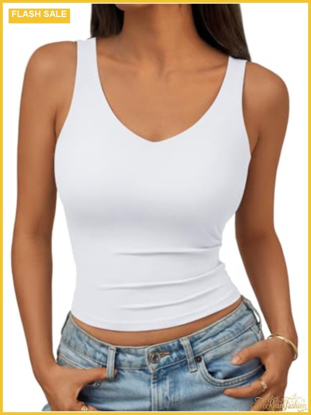 Women's Double Lined V-Neck Spaghetti Strap Tank Top - Lightweight Stretchy